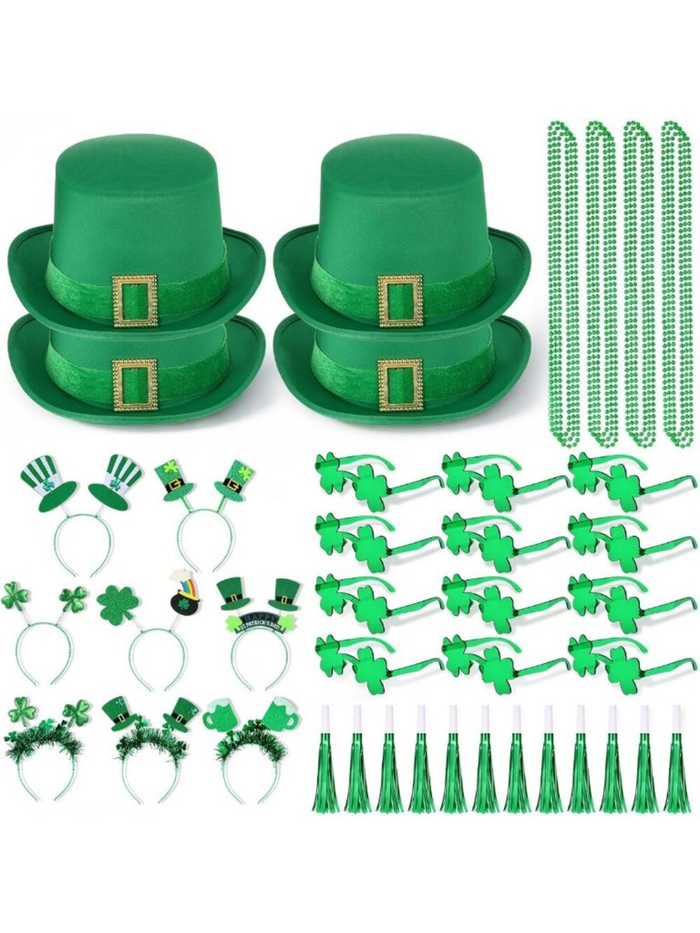 48 Pcs St. Patrick's Day Party Accessories Set - Leprechaun Hats, Shamrock